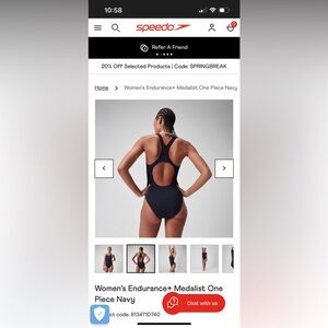 Speedo Women's Endurance+ Medalist One Piece Navy